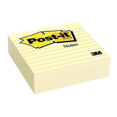 3M Company MMM675YL Post It Ruled Note Pads 4X4 Canary Yellow